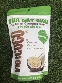 Dừa sấy giòn Vietcoco vị hành, túi 45g