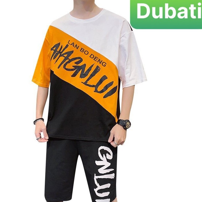 ĐỒ BỘ THỂ THAO NAM HỌA TIẾT CHỮ LANBO 2 MÀU, SET ĐỒ BỘ THỂ THAO CHẤT VẢI MỊN MÁT- DUBATI FASHION