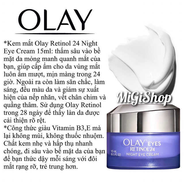 [Hàng Mỹ] Kem Dưỡng Mắt Ban Đêm Olay Retinol 24 Night Eye Cream 15ml