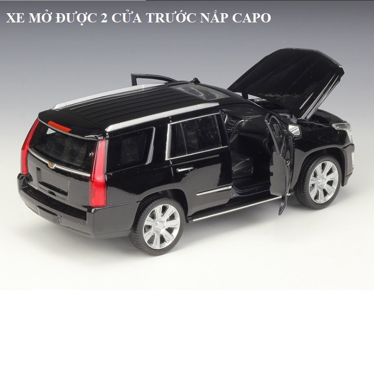 Mô hình xe ô tô Cadillac Escalade 1:24 Welly bằng kim loại mở được 2 cửa xe và nắp máy quà tặng đồ chơi trẻ em