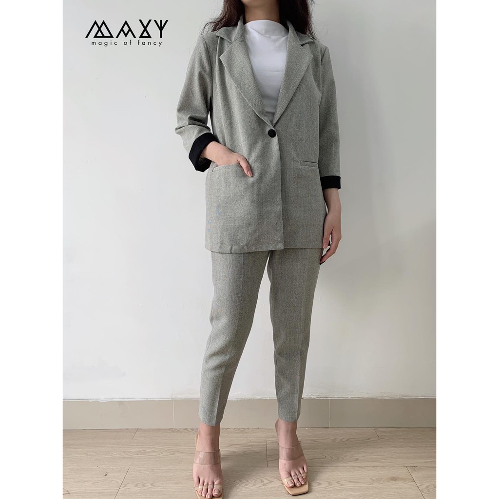 QUẦN - GREY CARO BAGGY - Quần sọc caro xám