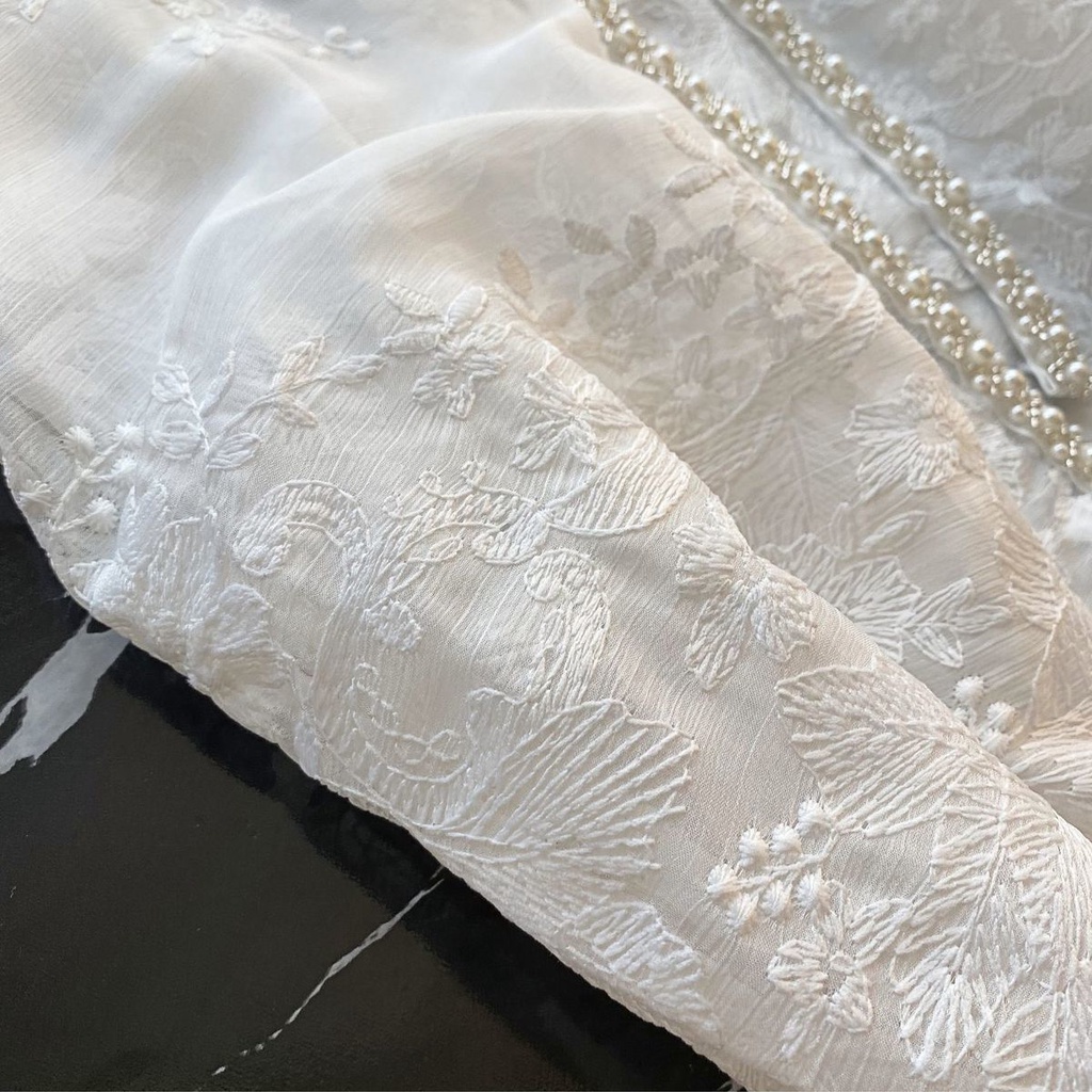 Áo Khoác Cardigan Cổ Chữ V Tay Dài Chất Liệu Chiffon Thêu Họa Tiết Đính Hạt Thời Trang Mùa Hè Mới Cho Nữ