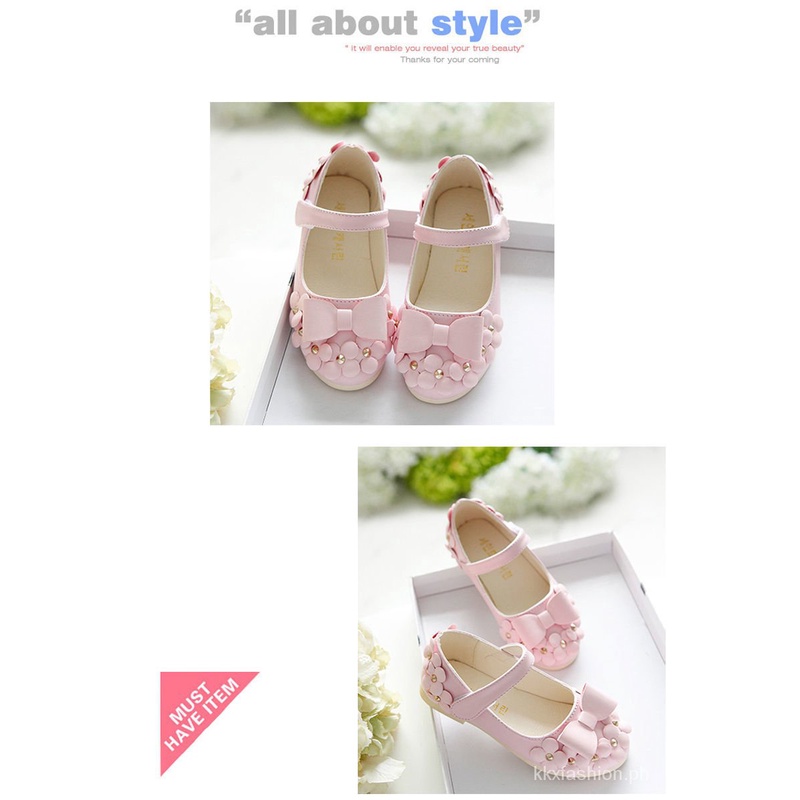 Kkx Giày Búp Bê Công Chúa Bằng Da Đính Nơ Cho Bé Gái