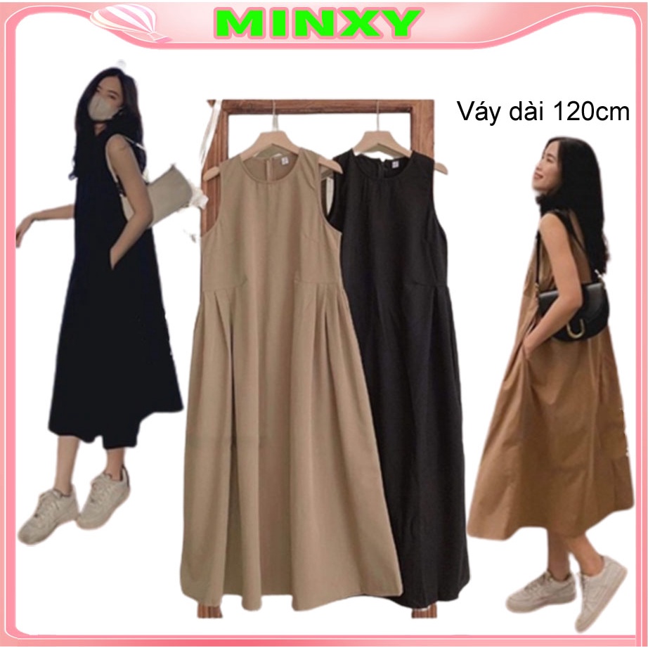 Váy sát nách dáng dài có túi sườn phong cáchh Hàn Quốc , đầm babydoll xuông công chúa