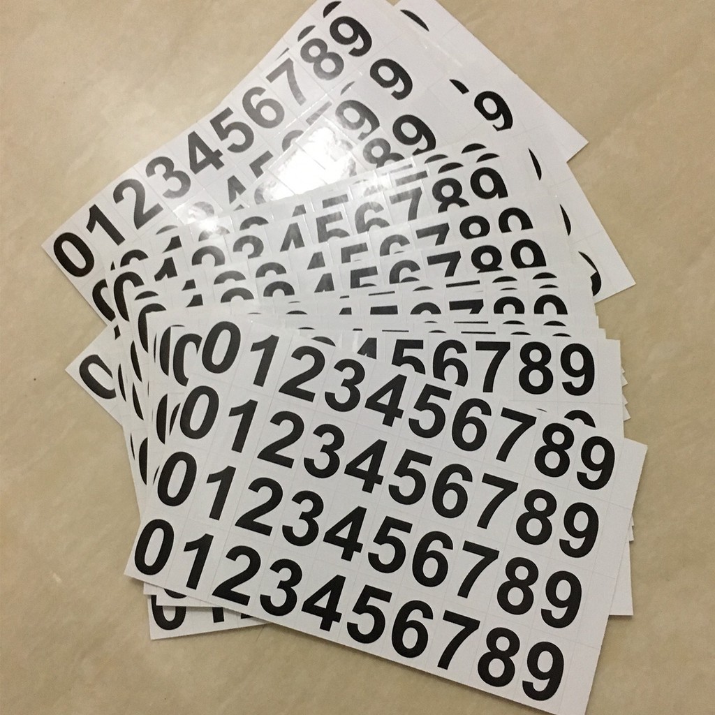 Combo tem nhãn dán sticker In194 cao cấp chất liệu decal đế xanh - vàng cao cấp - Khổ a4 - Số 1 Đến 9