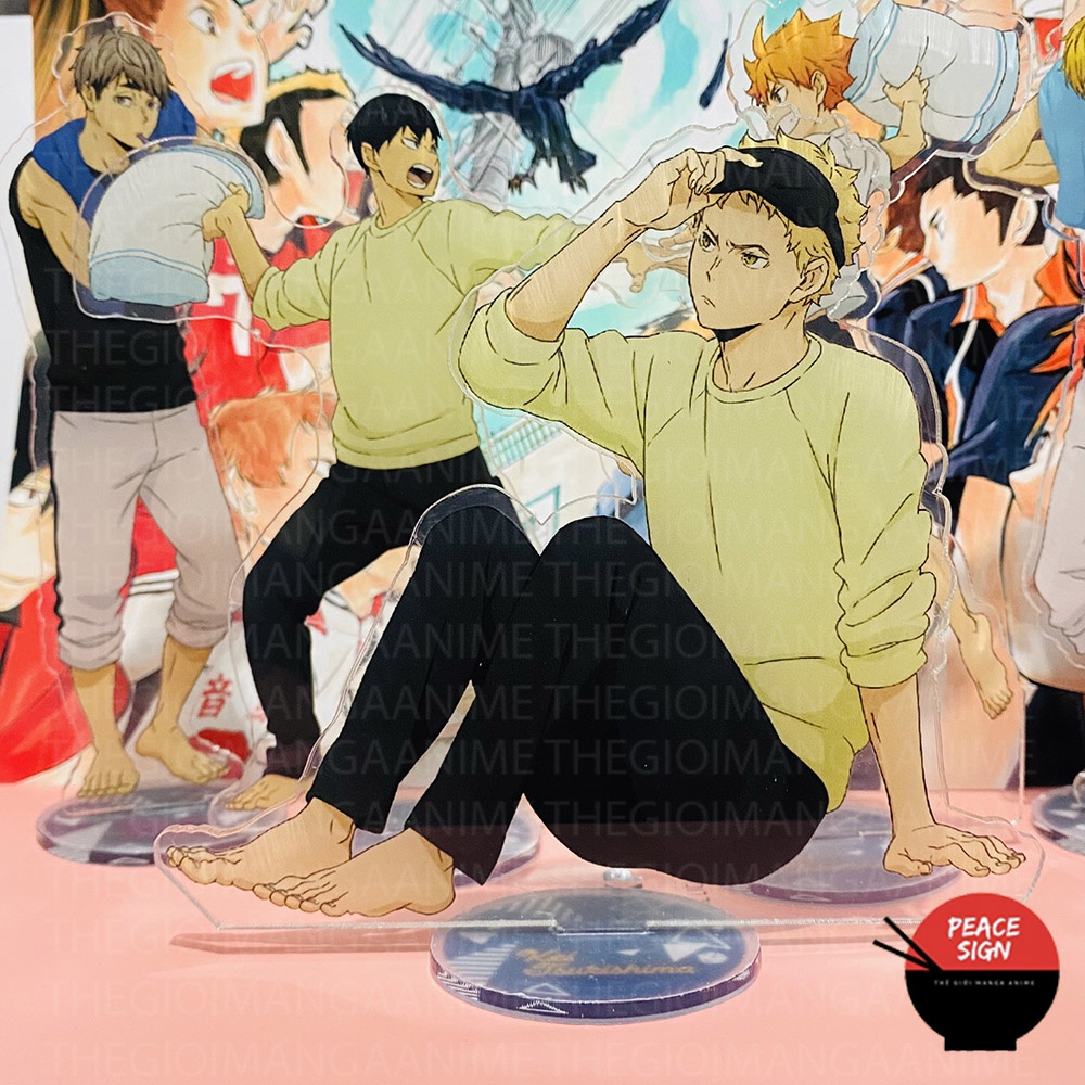 Standee HAIKYUU!! ver TRƯỚC GIỜ NGỦ mô hình Vua Bóng Chuyền mica trong anime chibi trưng bày