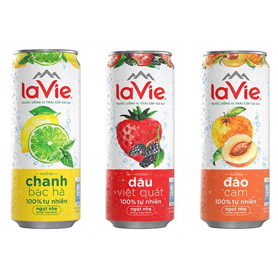 (HỎA TỐC) Nước uống vị trái cây Lavie Sparkling water lốc 6 lon