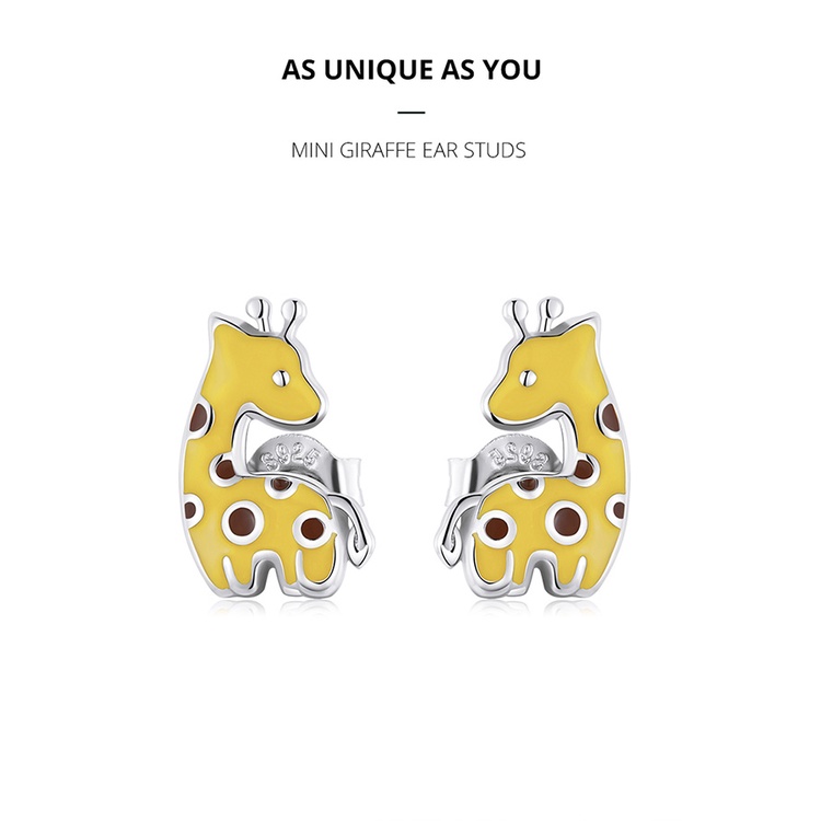 Đôi bông tai Bamoer BSE586 925 bạc hình hươu cao cổ độc đáo sành điệu cho nữ