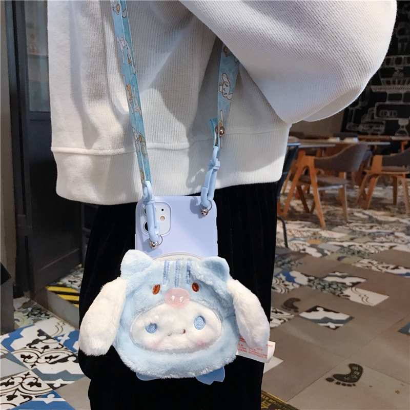 Ốp điện thoại tích hợp ví hình chú cún Melody Cinnamoroll 3D dễ thương cho iPhone 13 12 11 Pro XS Max XR X 7 8 kèm dây đeo