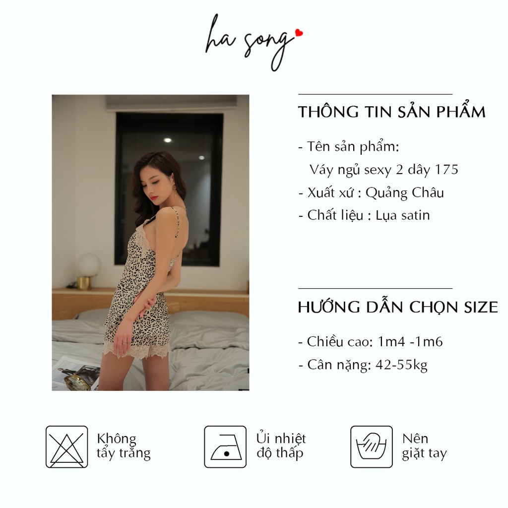 Bộ ngủ lụa 2 dây 175 - Ha Song Shop chất lụa gợi cảm form chuẩn tôn dáng cho nữ