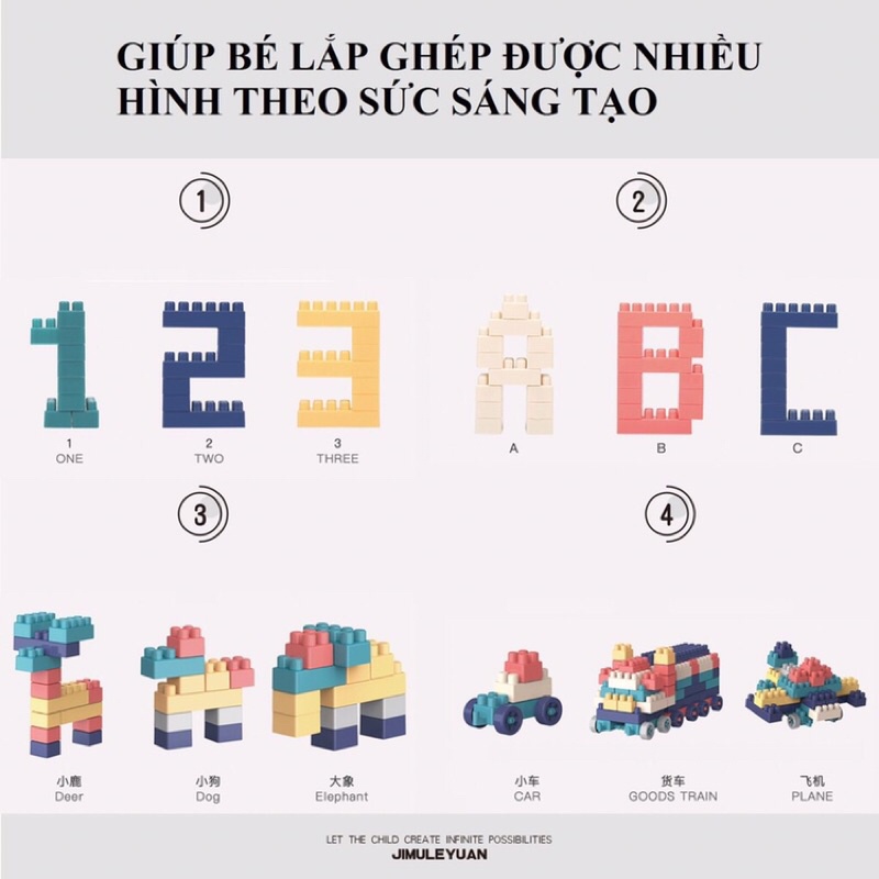 Bộ lego xếp hình 520 chi tiết đồ chơi cho bé lắp ráp - Đồ chơi phát triển tư duy - Đồ chơi lắp ráp