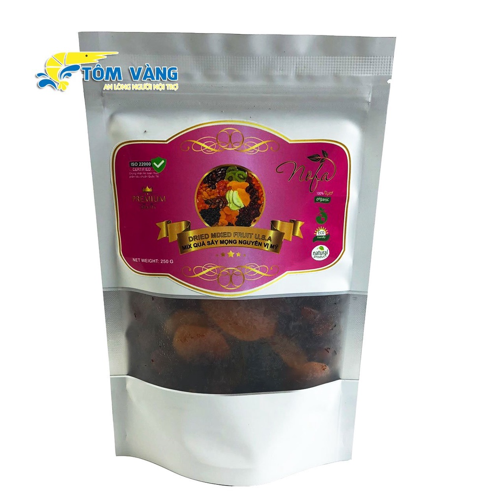 Trái cây sấy dẻo không đường NOFA 250g Mix 5 loại Dâu tây, Kiwi, Nam Việt Quất, Mơ, Nho nhập khẩu