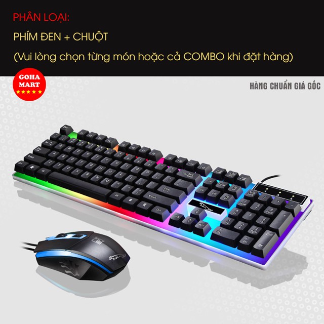 [Mã ELFLASH3 hoàn 10K xu đơn 20K] Bộ Bàn Phím Chuột Có Dây Giả Cơ Chuột DPI 3 Nấc Báo Đêm Version 2 LED 7 Màu | BigBuy360 - bigbuy360.vn