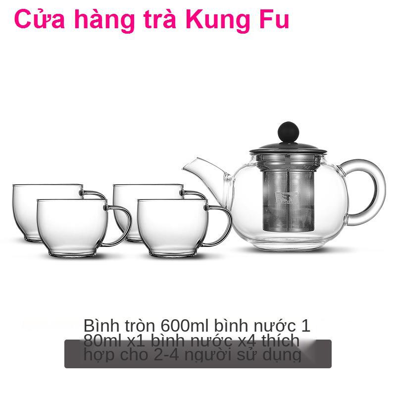 Ấm trà thủy tinh chịu nhiệt và dày để pha trà, đơn nhỏ, bộ bằng tay trong suốt có thể đun nóng