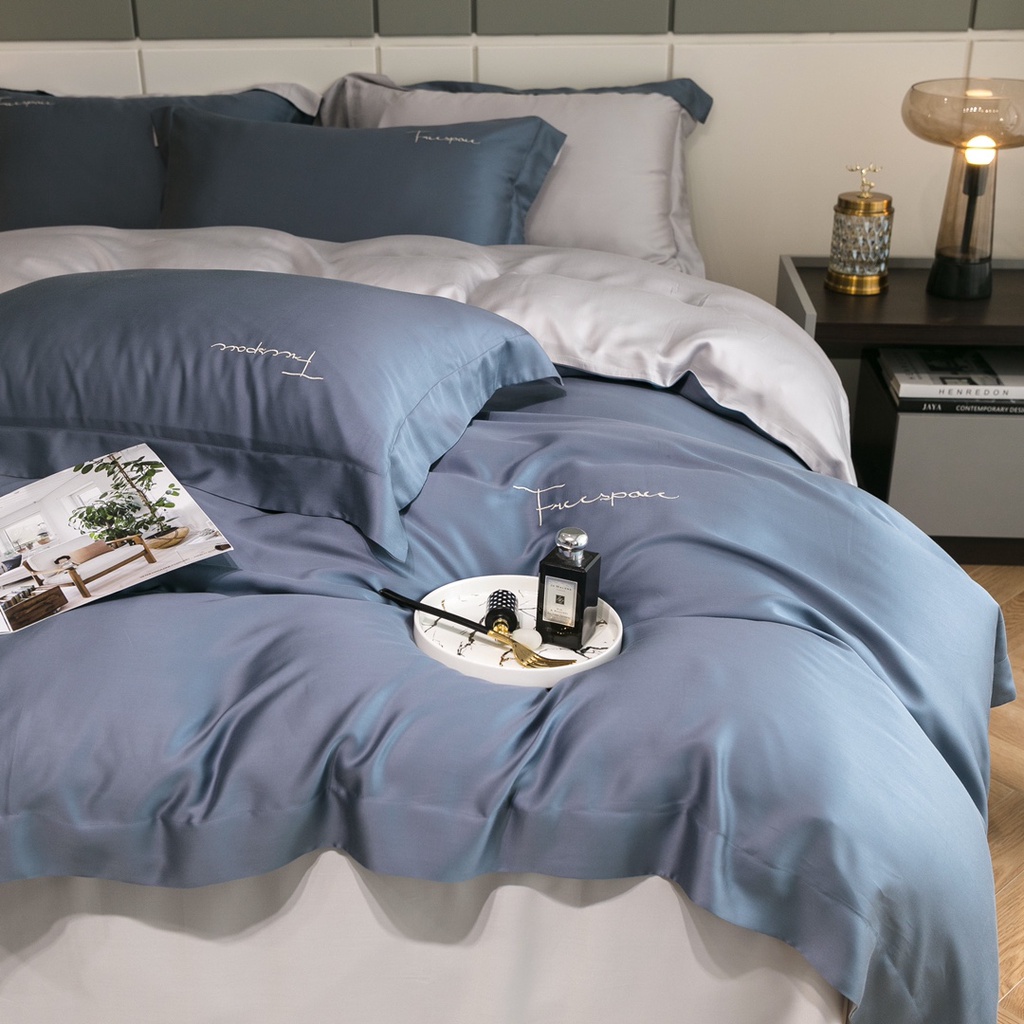 Bộ Chăn Ga Gối Lụa Tencel Cao Cấp Sang Xịn Mịn Mát Gồm Chăn Drap Gối Sét 4 Món - Nhập Khẩu Chính Hãng