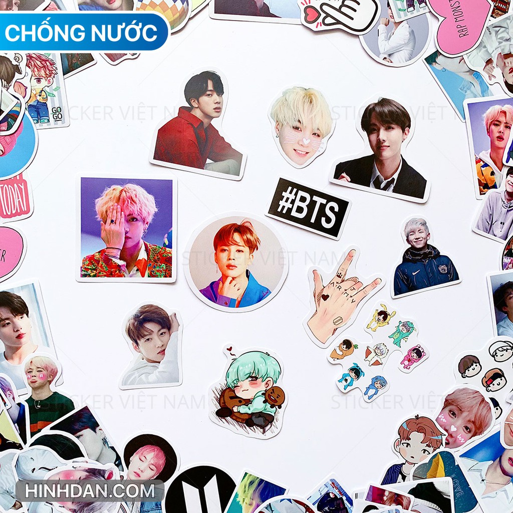 [BTS Kpop Stickers] Chất Liệu PVC Bền Chống Nước Dán Trang Trí Sổ Tay Nón Bảo Hiểm Laptop | Sticker Việt Nam