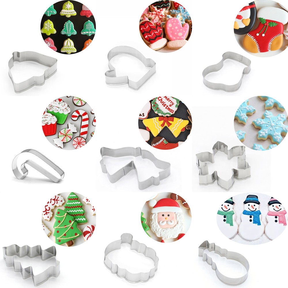 CONOPERY Khuôn cắt tạo hình làm bánh cookie dễ thương phong cách giáng sinh