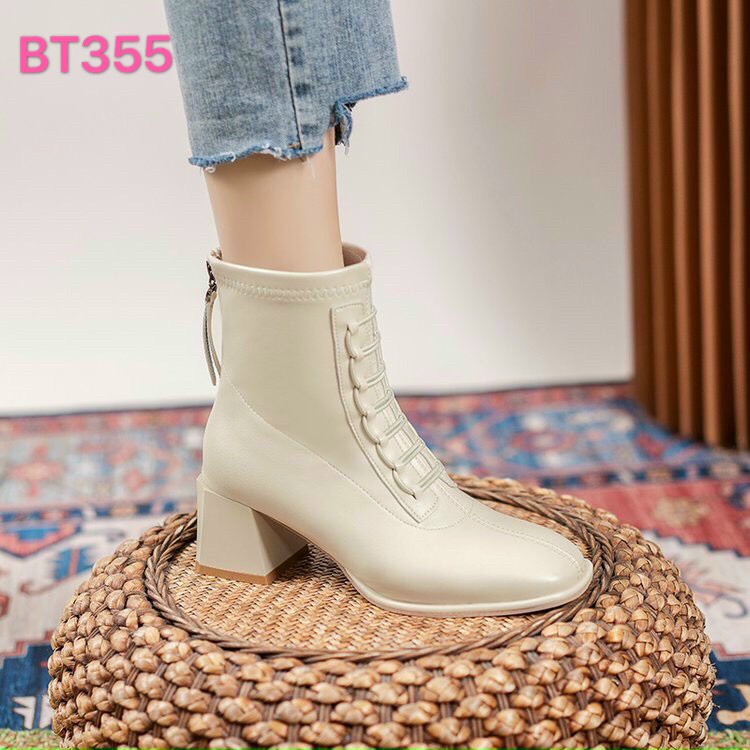 Bốt nữ đan dây da lì cao cấp 5cm- BT355