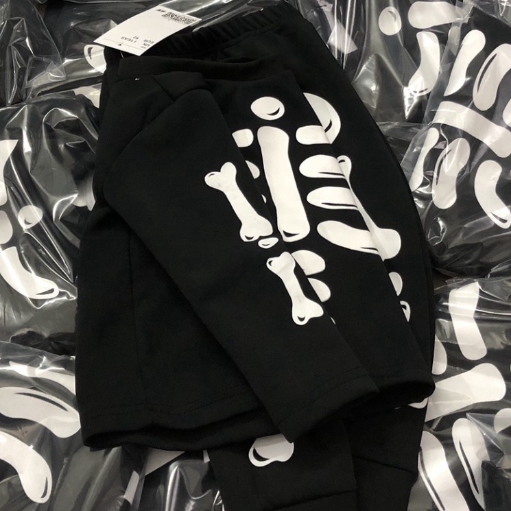 Bộ dài tay thu đông bé trai - Set bộ nỉ xương Hm Haloween cho bé trai size 1-6t