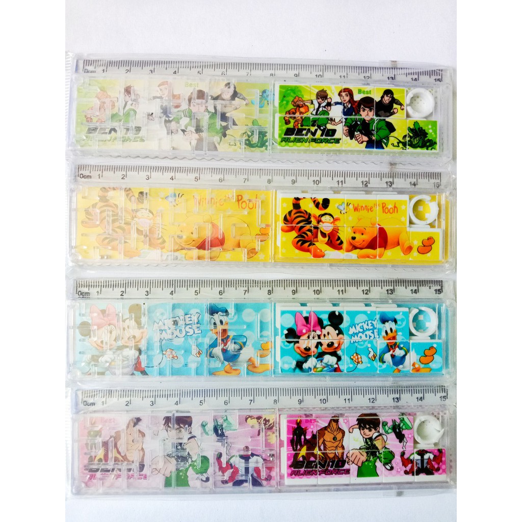 Thước kẻ 15cm, 20cm kèm trò chơi xếp hình và mê cung vui nhộn