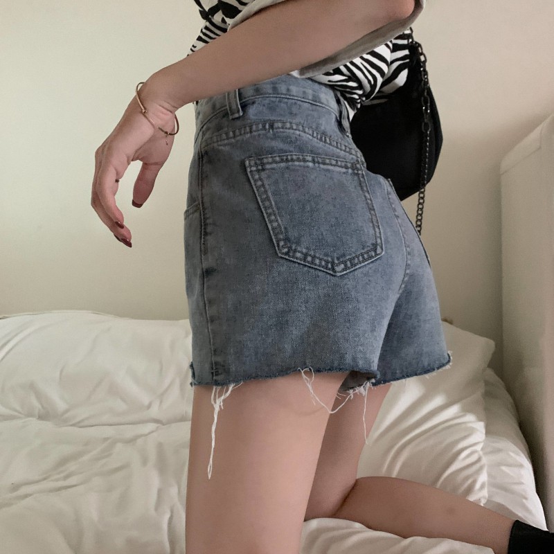 Xiaozhainv Quần Short Denim Lưng Cao Phong Cách Cổ Điể | BigBuy360 - bigbuy360.vn