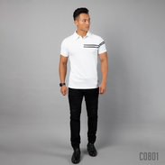 Áo ngắn tay có cổ - Áo polo 3 vạch trắng ngực cao cấp Gym Max c0801
