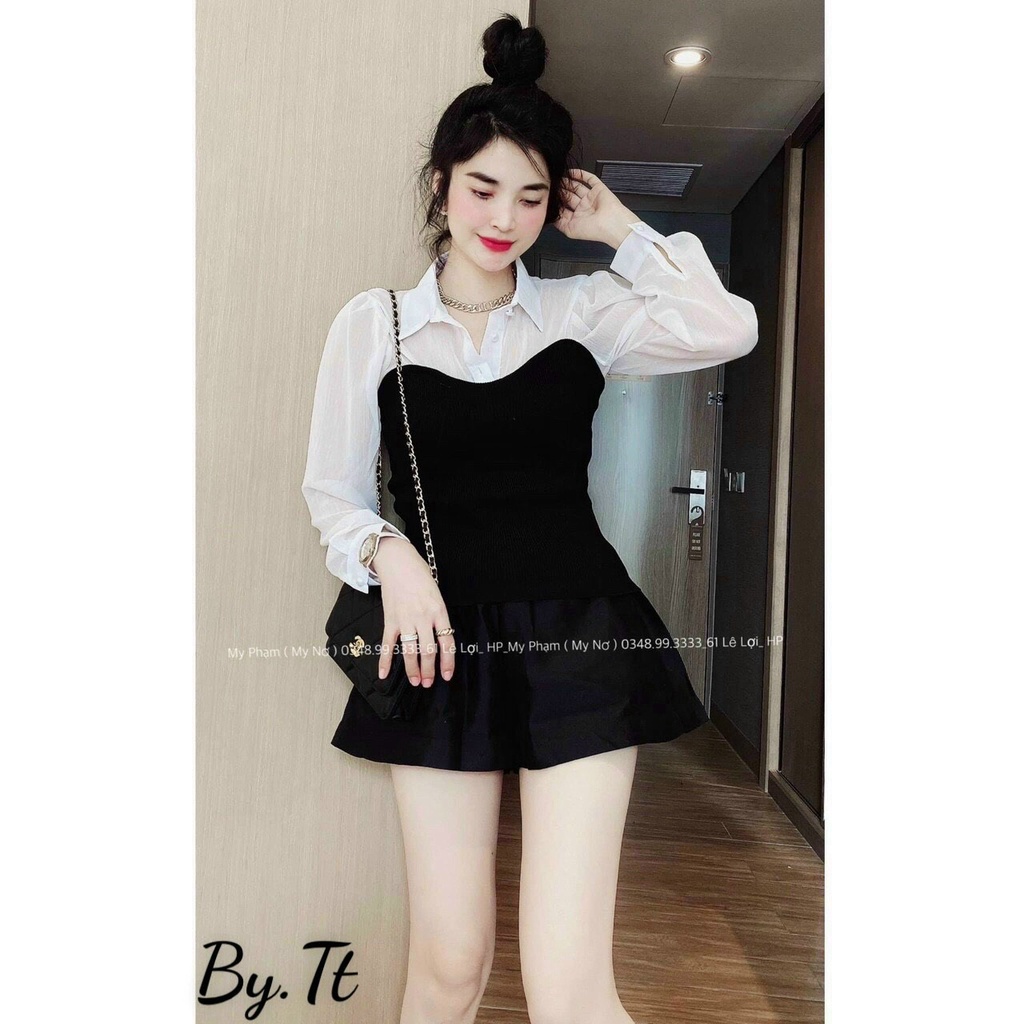 Áo sơmi pha thun tăm