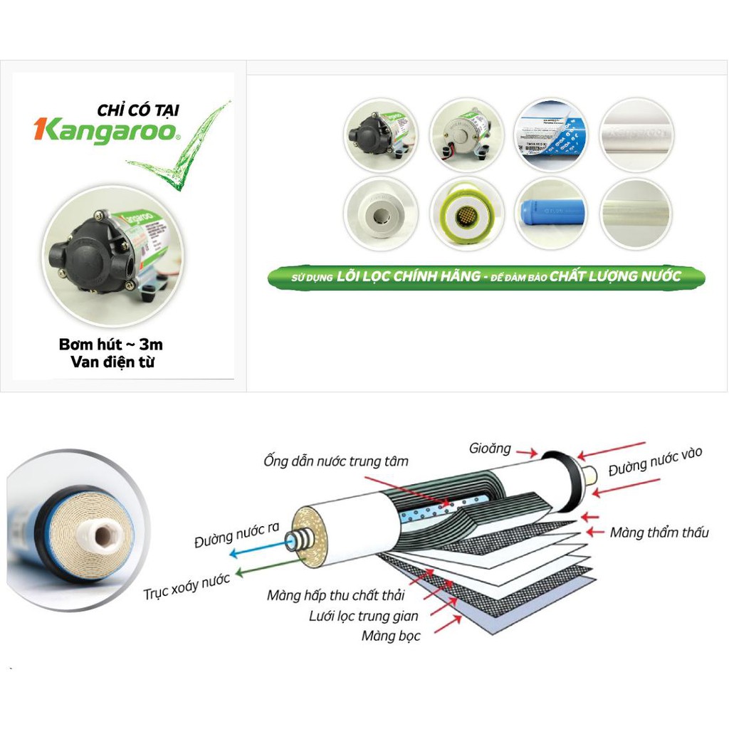 Máy lọc nước RO nóng lạnh 10 lõi Kangaroo KG10A3 , KG10a4 - Hàng chính hãng