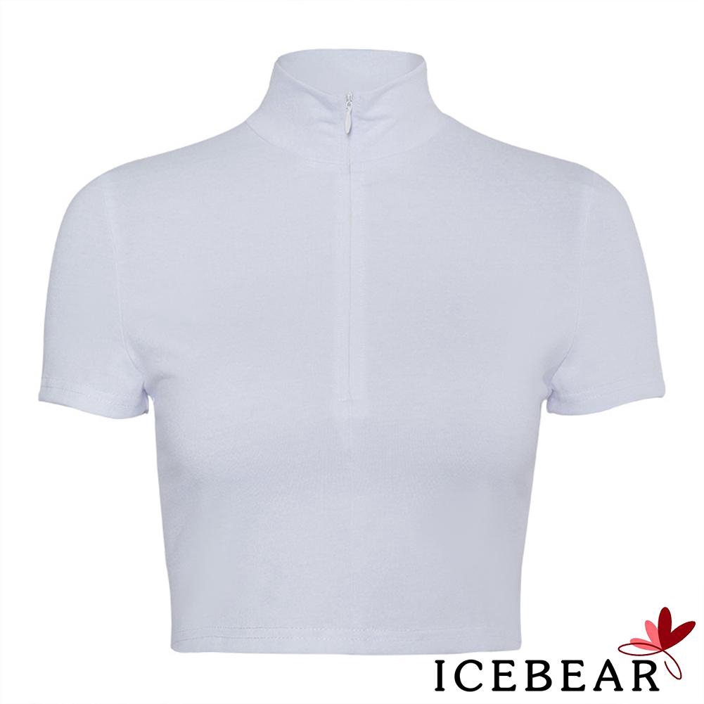 Áo Thun Tay Ngắn Phối Khoá Kéo Thiết Kế Quyến Rũ Cho Phái Nữ