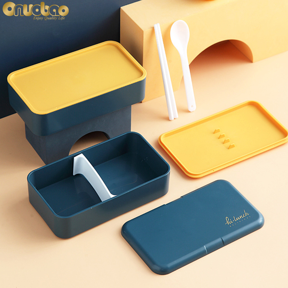 Hộp đựng cơm trưa bento lớn 1.2l 2 lớp kiểu Nhật
