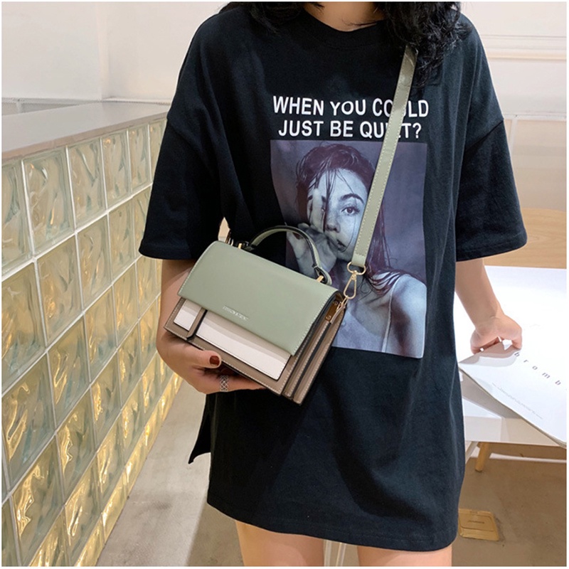 Túi đeo vai IELGY màu sắc tương phản đơn giản thiết kế thời trang cho nữ