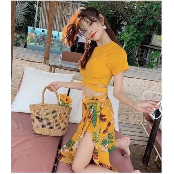 Set đồ bơi nữ che khuyết điểm hiệu quả, bikini 2 mảnh và khăn choàng,sét 3 món đồ bơi nữ kín đáo đi biển đẹp - SW01