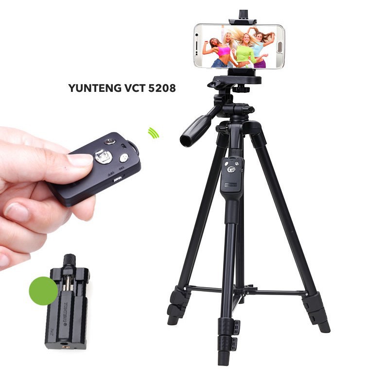 Giá Đỡ Điện Thoại Máy Ảnh, Chân Máy Ảnh Camera Chuyên Nghiệp Yunteng VCT 5208 Hỗ Trợ Livestream, Bán Hàng Online