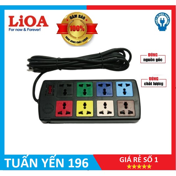 Ổ cắm điện LIOA, 4 lỗ 6 lỗ 10 lỗ, có công tắc, ~2000W - 3300W, dây dài 3m/5m( TUẤN YẾN)