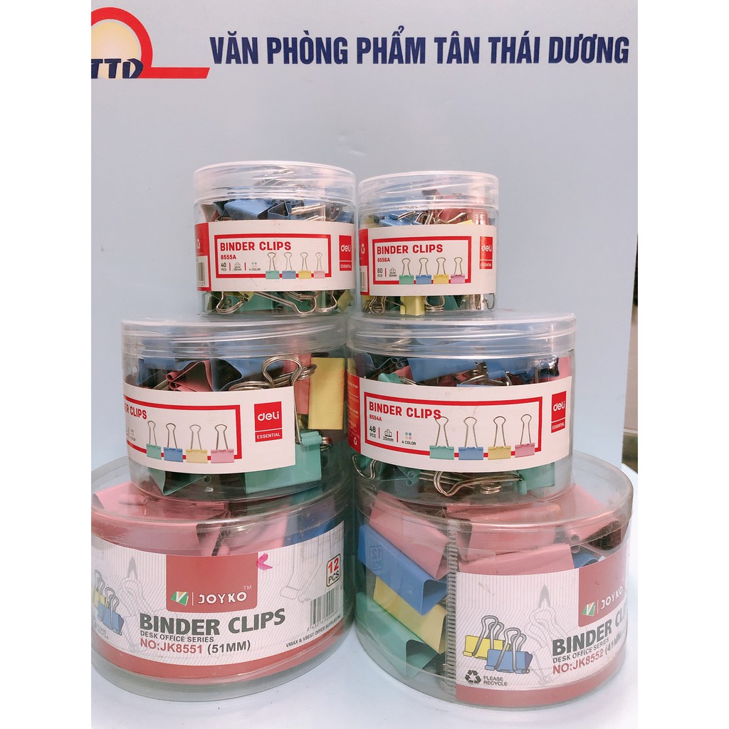 Kẹp Bướm 5 Màu - Kẹp Giấy - Kẹp Sắt Màu Deli ( 1 hộp )