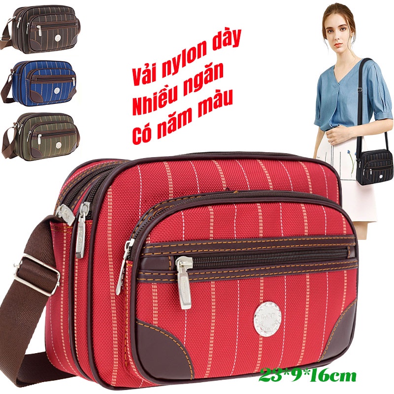 Túi Đeo Chéo Bằng Nylon Sức Chứa Lớn Nhiều Ngăn Dành Cho Nam Nữ