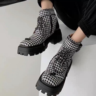 Bốt ulzzang B146 kẻ caro đế cao 5cm