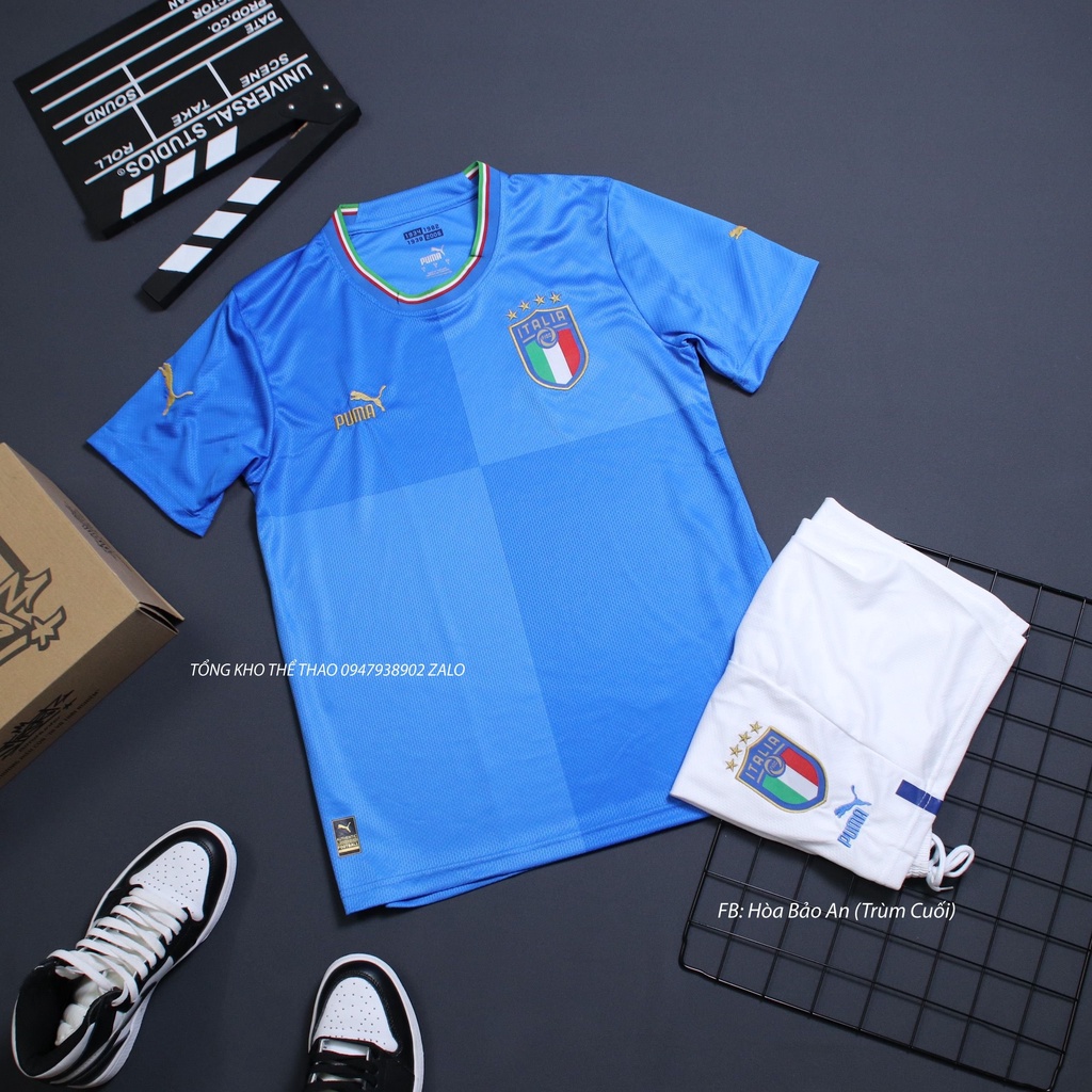 Bộ Quần Áo Đá Banh ĐT Italia/ Ý Áo Xanh Quần Trắng mùa giải 22/23