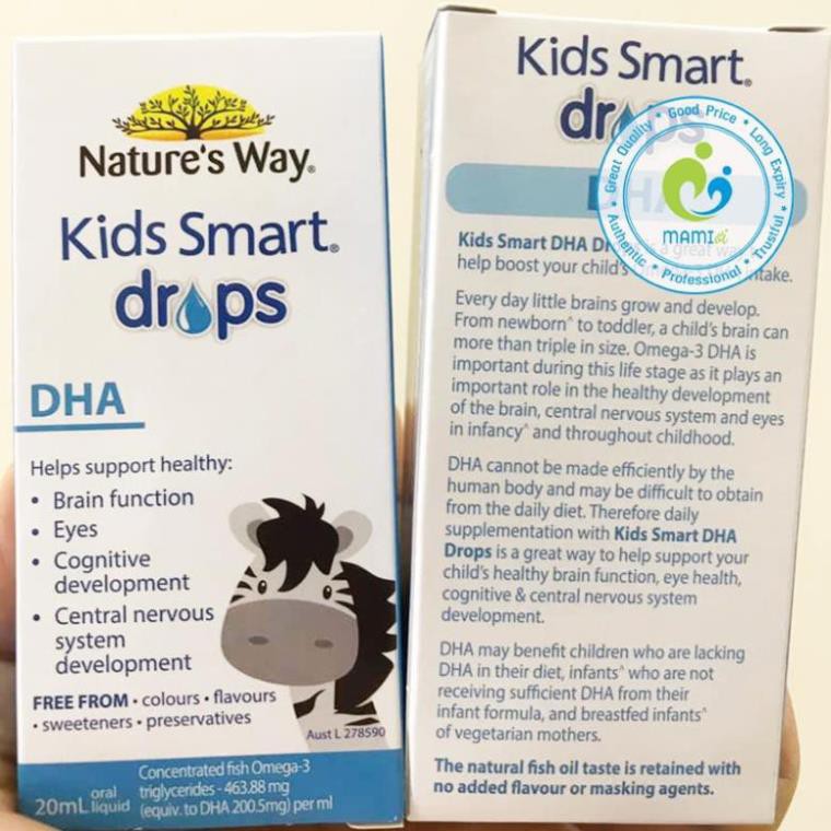 DHA giọt (20ml) phát triển trí não cho trẻ từ 4 tuần tuổi Nature’s Way Kids Smart DHA Drops, Úc