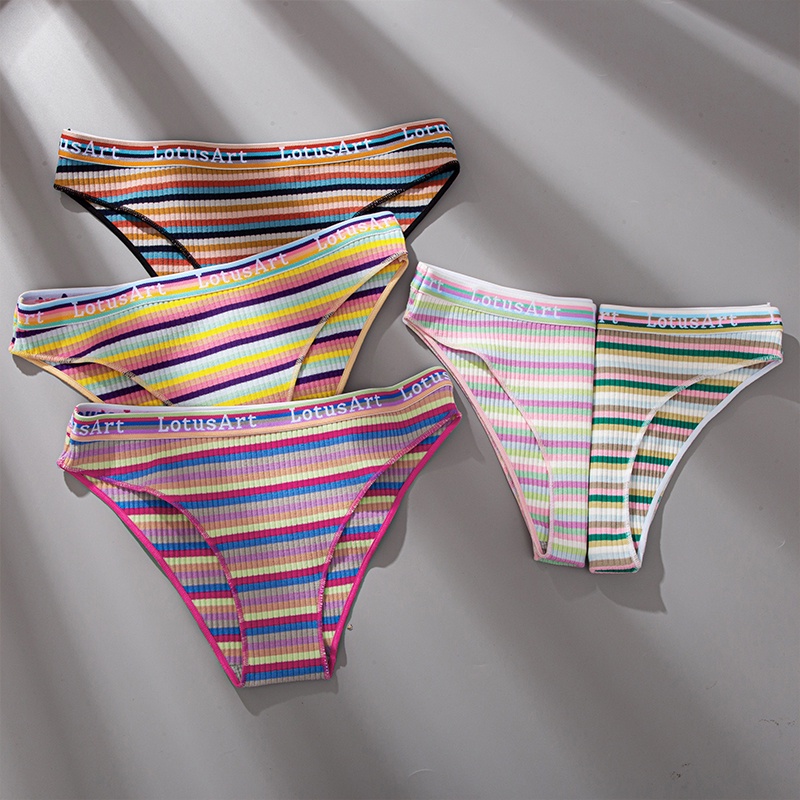 Set 3 quần lót TakeTalk vải cotton không đường may kẻ sọc ngang gợi cảm