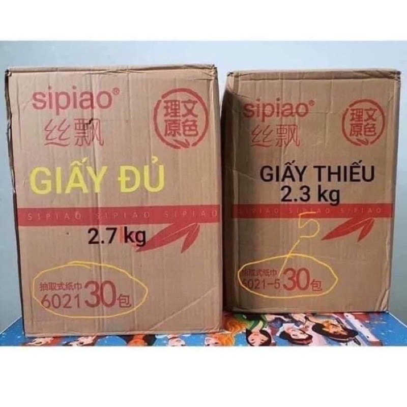 Giấy ăn gấu trúc Sipao thùng 30 gói (giấy đủ 300 tờ/1 gói)