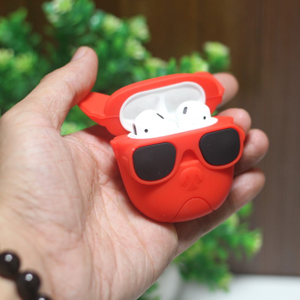 Vỏ bảo vệ ❤️FREESHIP❤️ bao đựng tai nghe airpod 1, 2 bluetooth i12 i12 tws - Hali Store: Cún Đeo Kính