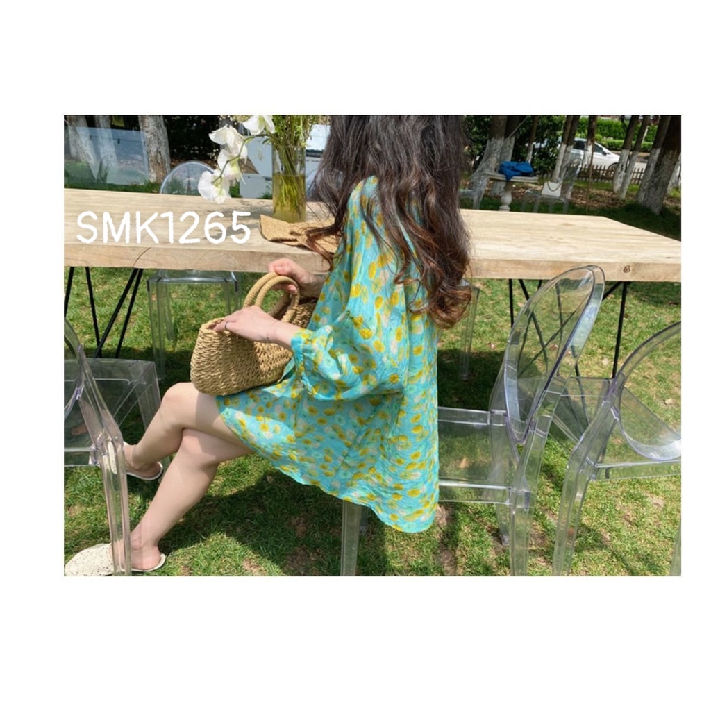 SMK1265- ÁO SƠ MI ĐŨI HOA XANH