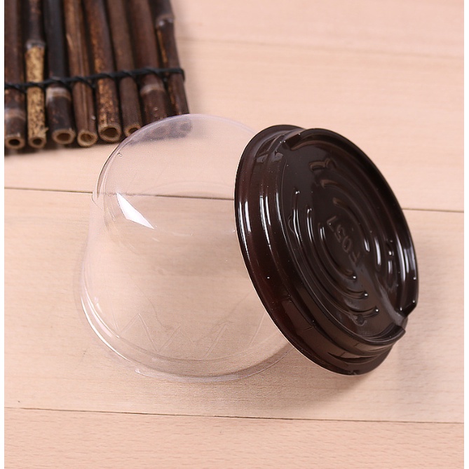(Set 100 | F057) Hộp Nhựa Đựng Bánh Nắp Bầu Đế Nâu