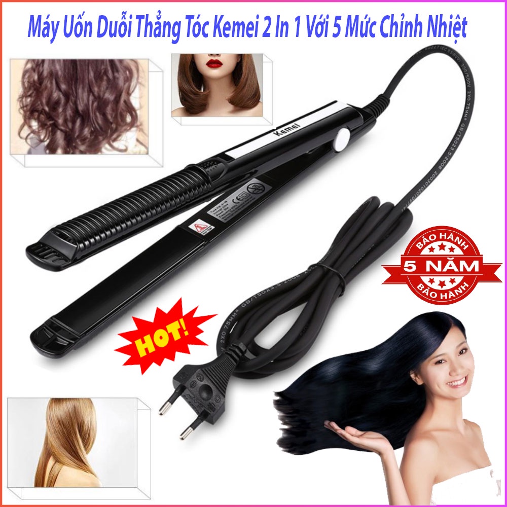 Máy Uốn Duỗi Thẳng Tóc Kemei 2 In 1 Với 5 Mức Chỉnh Nhiệt Kemei KM-2139, Bảo Hành 5 Năm