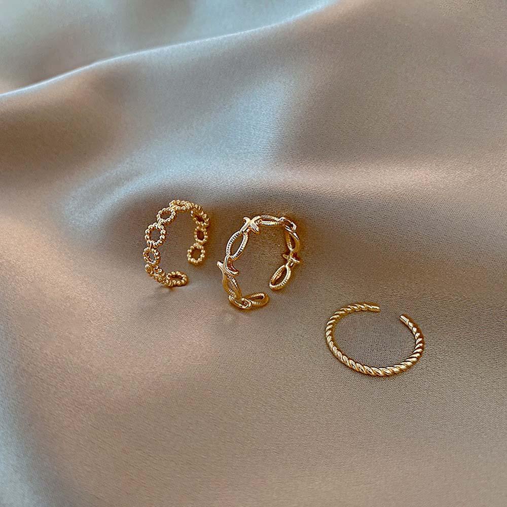 Bộ Nhẫn Hở Thời Trang Cá Tính Độc Đáo|Set 3 Khuyên Tai Hình Học Thời Trang Cho Nữ