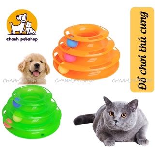 🐈Đồ chơi thú cưng, tháp bóng cao 3 tầng xoay tròn Chó mèo đều yêu thích