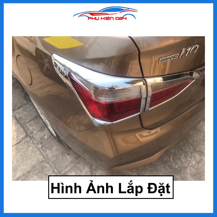 Ốp viền đèn pha hậu mạ crom Grand I10 Sedan/Hatchback 2014-2021 chống trầy trang trí bảo vệ xe