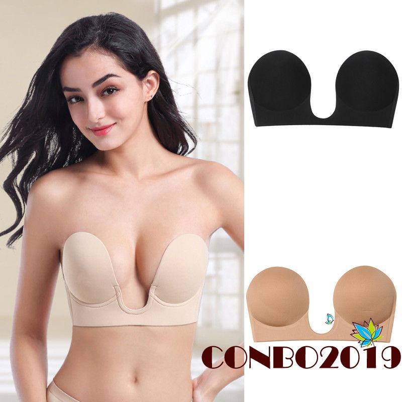 Áo Lót Silicone Không Dây Nâng Ngực Tự Dính Hở Lưng Cho Nữ