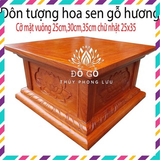 Đế hoa sen,kỷ sen gỗ hương,đôn sen cao 17cm mặt vuông 20,25,30,35,dài 35 rộng 25